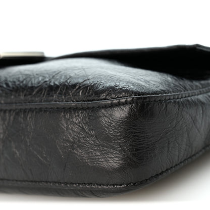 Fendi Crackled Calfskin Baguette 26424 Black 10 of 10