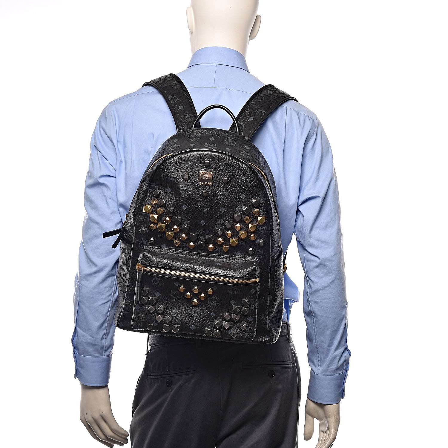 MCM Visetos Studded Medium Stark M Backpack Black 2 of 12