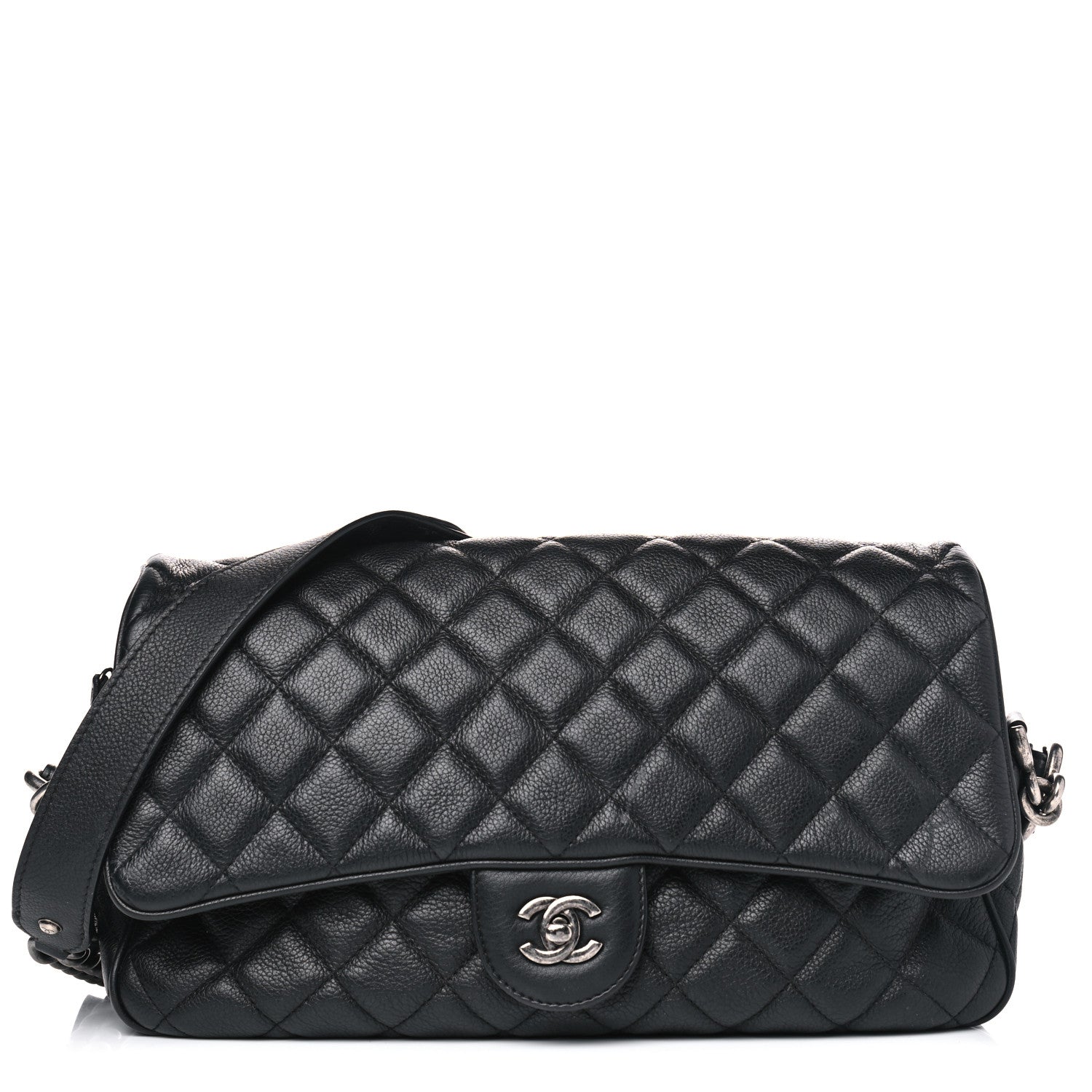 Chanel Grained Calfskin Quilted Medium Casual Rock Flap Black 2 of 10
