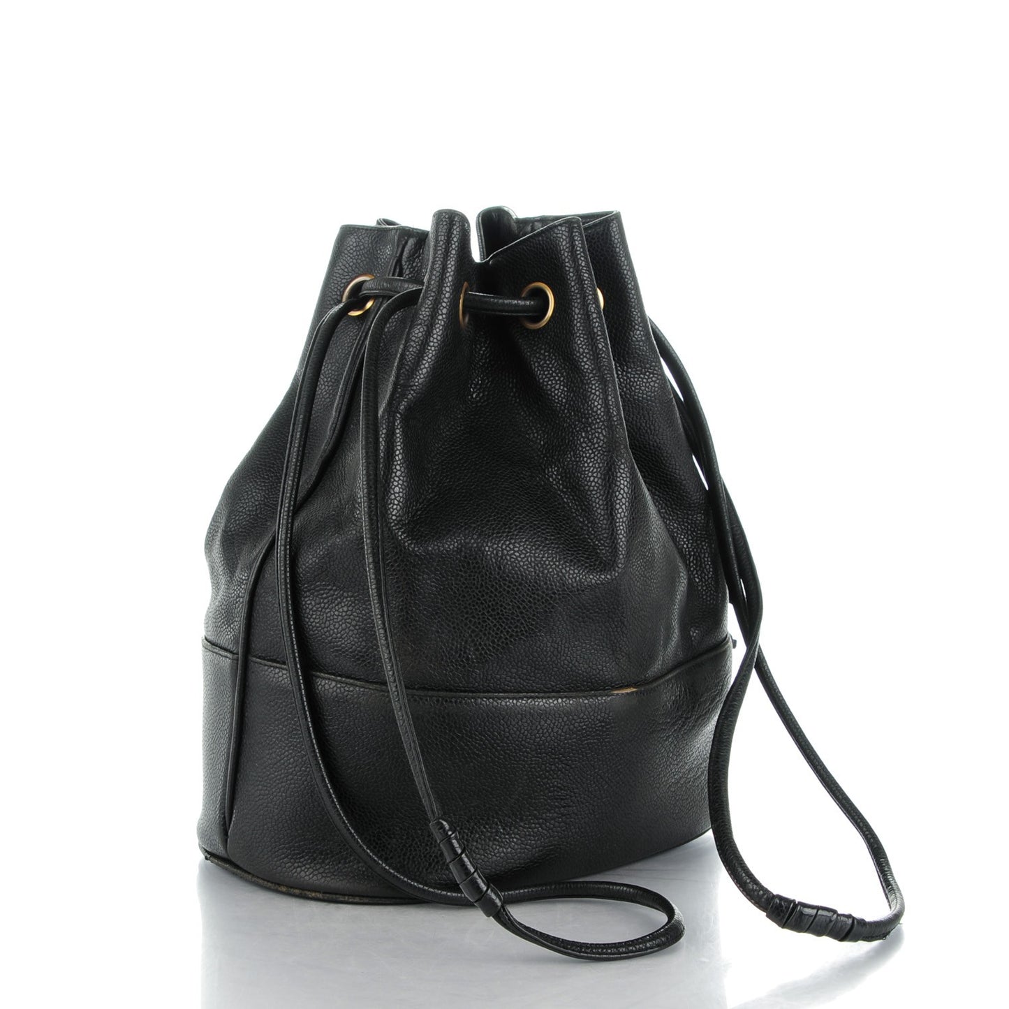 Caviar CC Drawstring Shoulder Bag Black