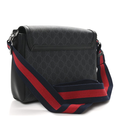 Gucci GG Supreme Monogram Appia Calfskin Web Crossbody Bag Black Grey 3 of 10