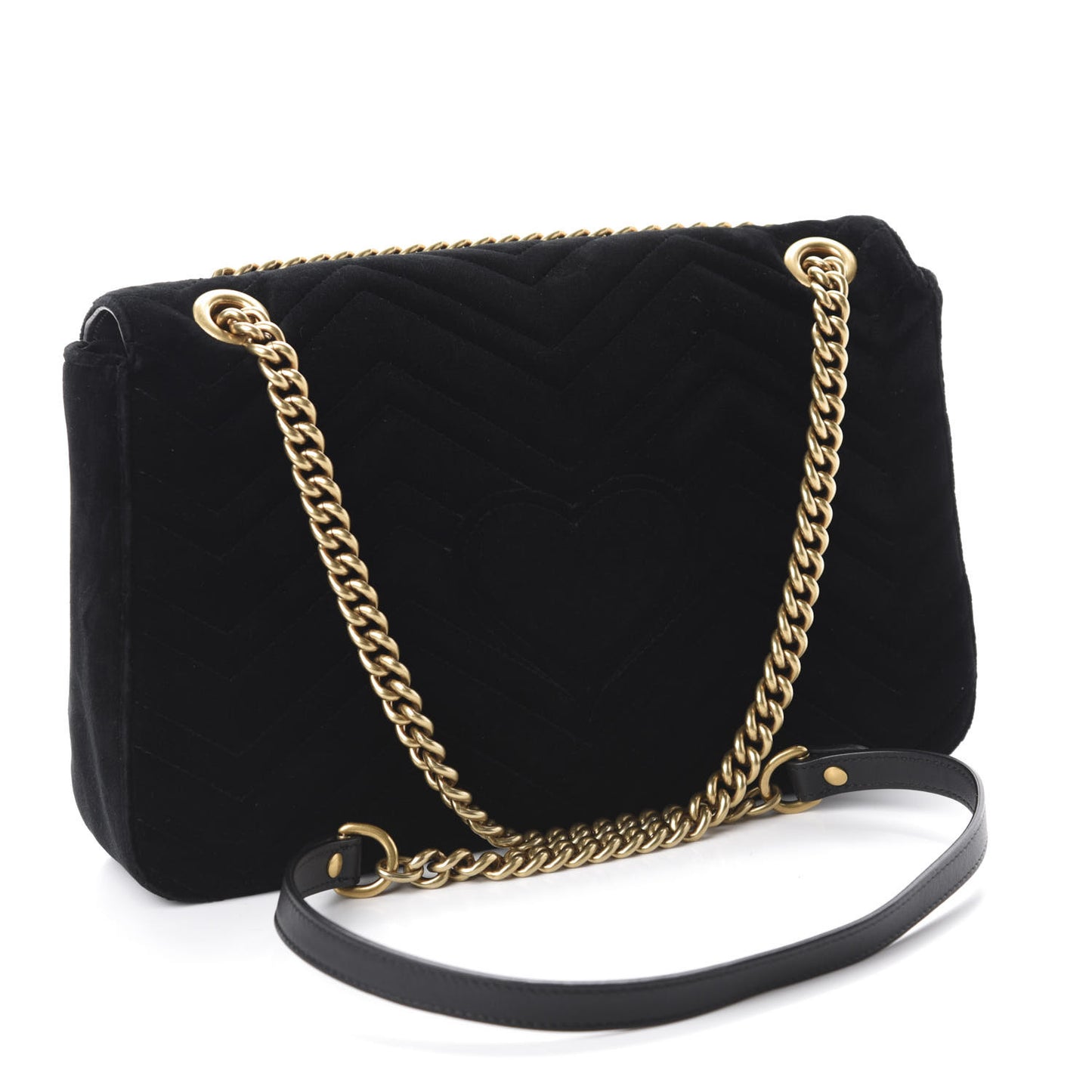 Velvet Matelasse Loved Embroidered Medium GG Marmont Shoulder Bag Black