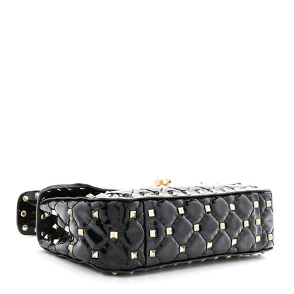 Valentino Garavani Patent Small Rockstud Spike Shoulder Bag Black 4 of 11