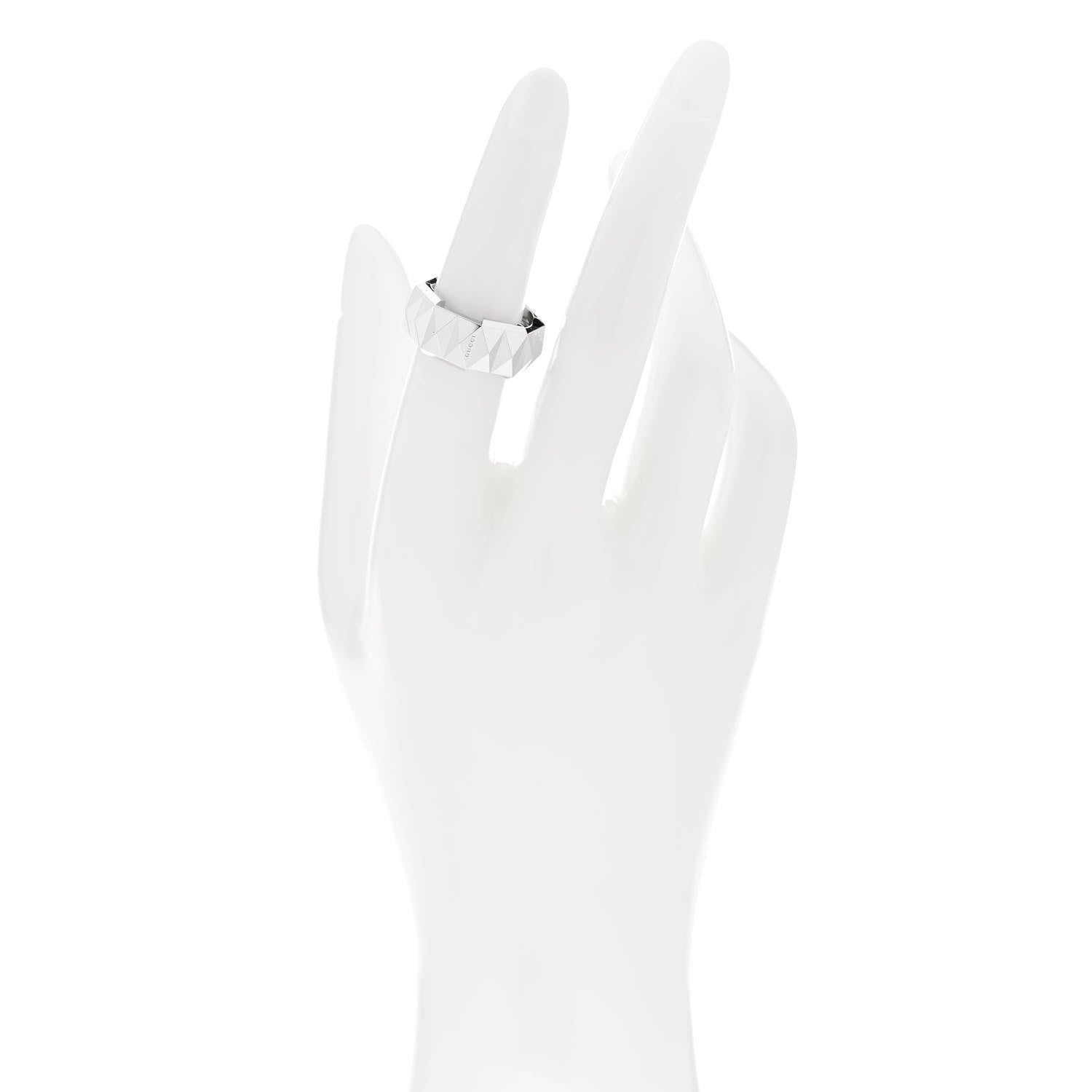 Gucci 18K White Gold 9mm Link To Love Stud Ring 53 6.25 2 of 6