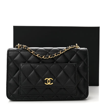 Chanel Caviar Quilted Pocket Clutch With Chain WOC Black 14 of 14