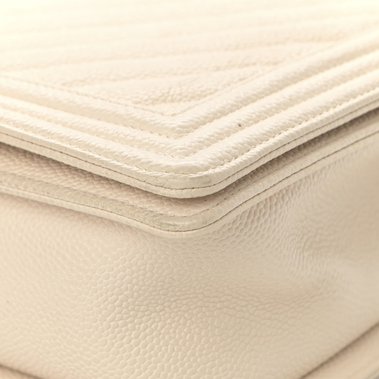 Chanel Caviar Chevron Quilted New Medium Boy Flap Beige 9 of 15