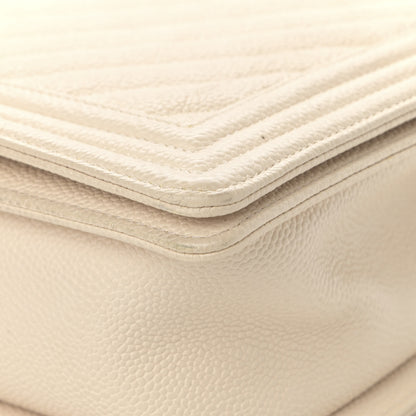 Chanel Caviar Chevron Quilted New Medium Boy Flap Beige 9 of 15