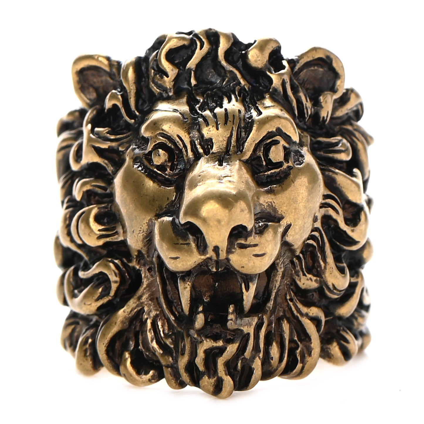 Metal Lion Head Ring 10.25 Aged Gold