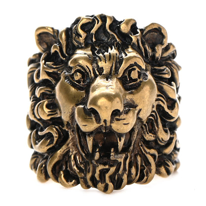 Gucci Metal Lion Head Ring 10.25 Aged Gold 1 of 8