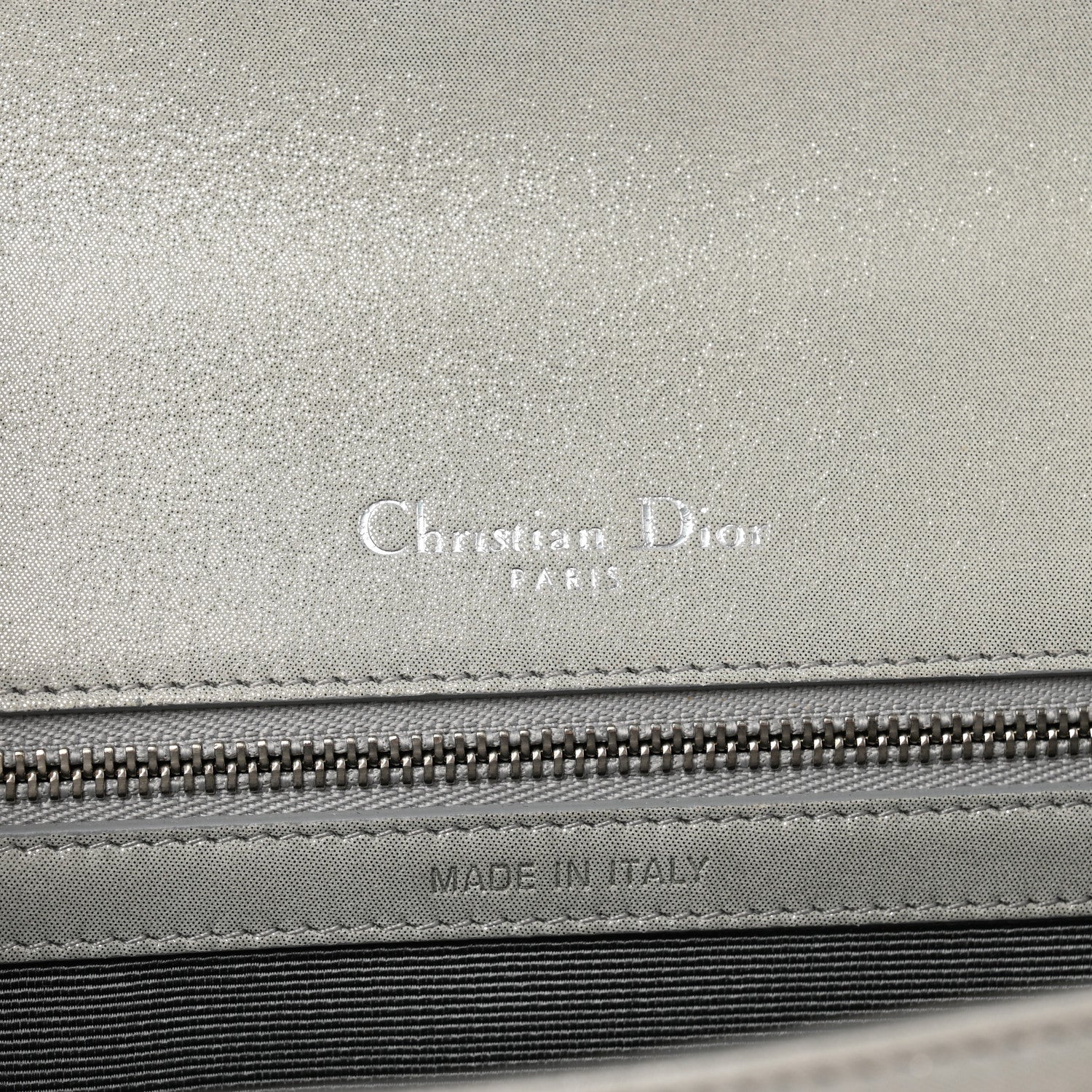 Christian Dior Metallic Calfskin Small Diorama Flap Bag Silver