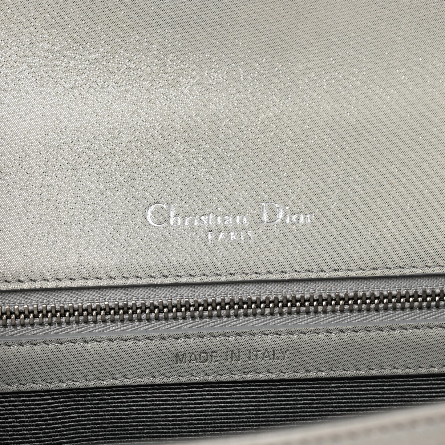 Metallic Calfskin Small Diorama Flap Bag Silver