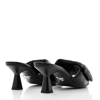 Prada Nappa Soft Padded Metal Triangle Logo 65mm Slide Sandals 37 Black 4 of 8