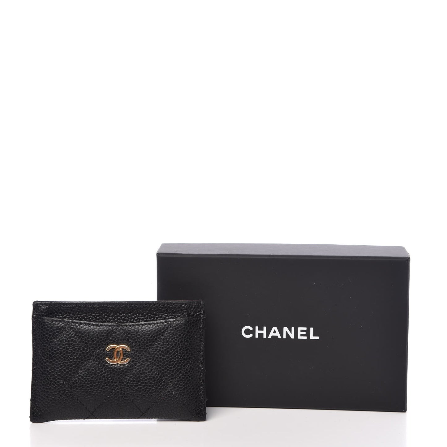 Caviar Quilted Card Holder Black
