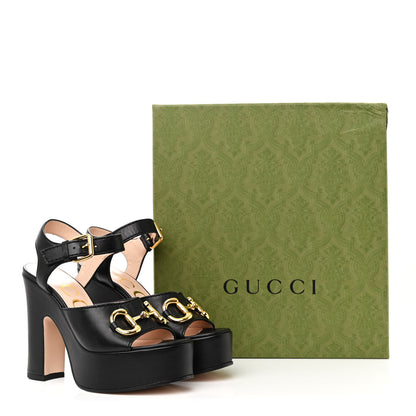 Gucci Nappa Charlotte Horsebit 40/135mm Platform Sandals 35 Black 14 of 14