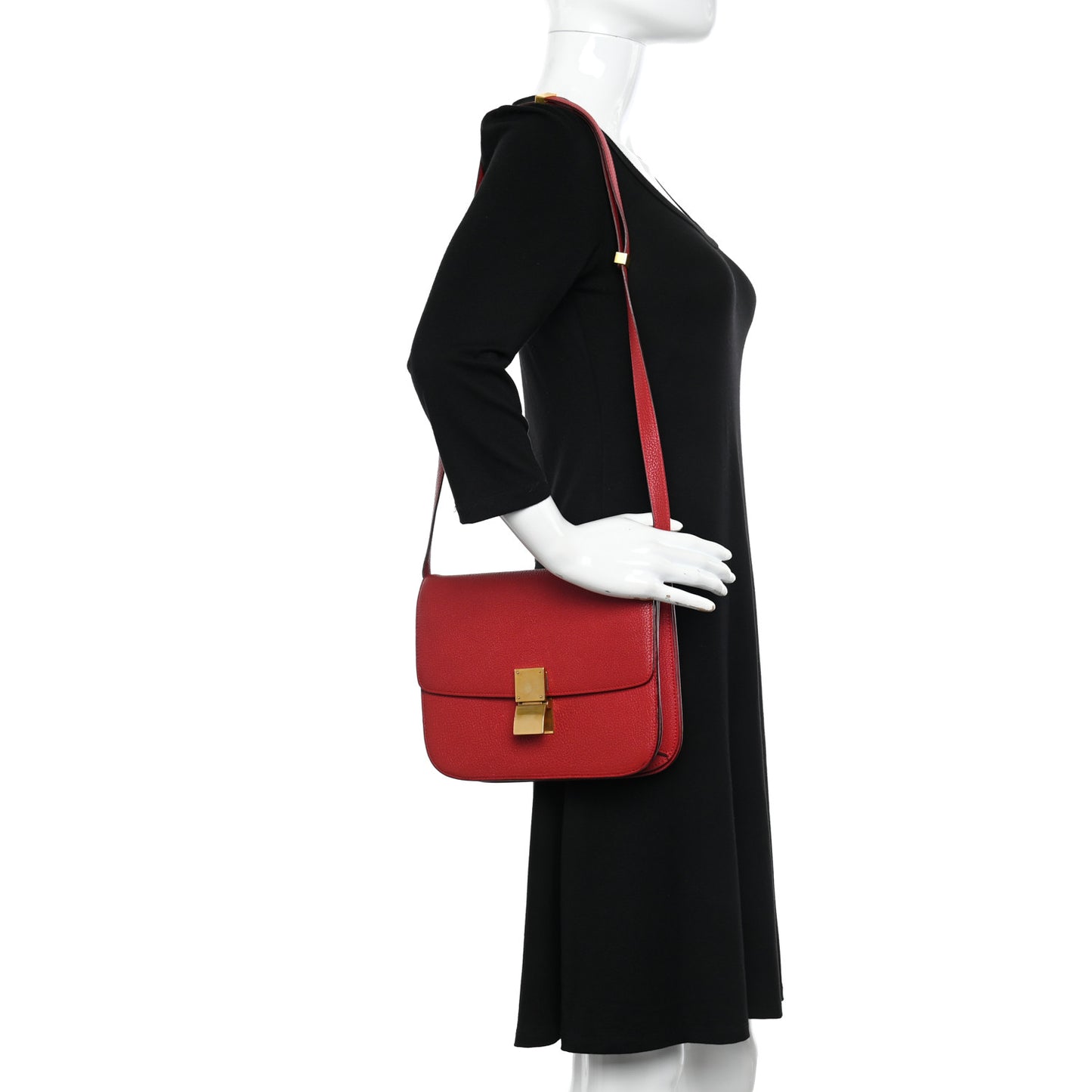 Goatskin Medium Classic Box Flap Bag Carmin