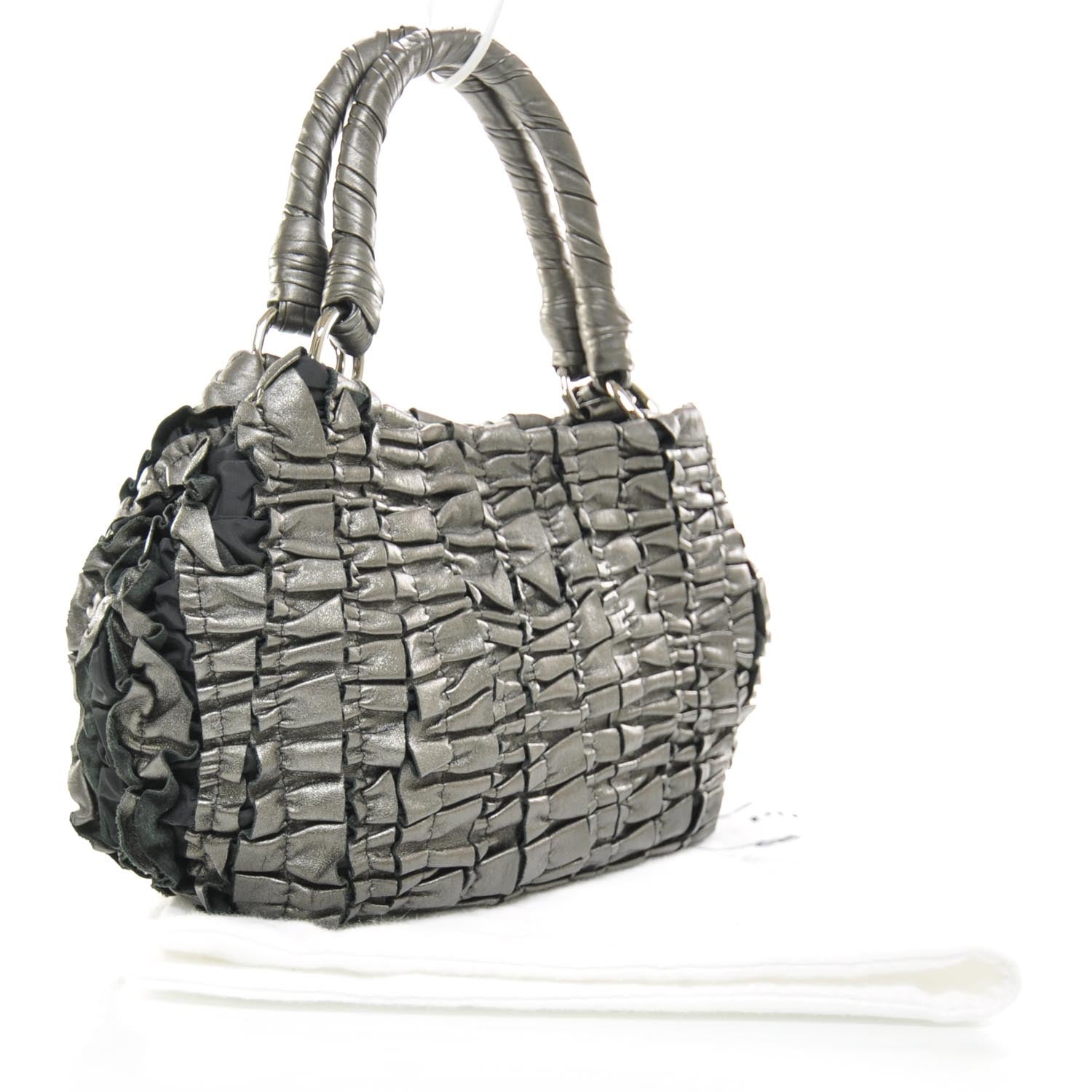 Prada Leather Small Ruffle Bag 3 of 9