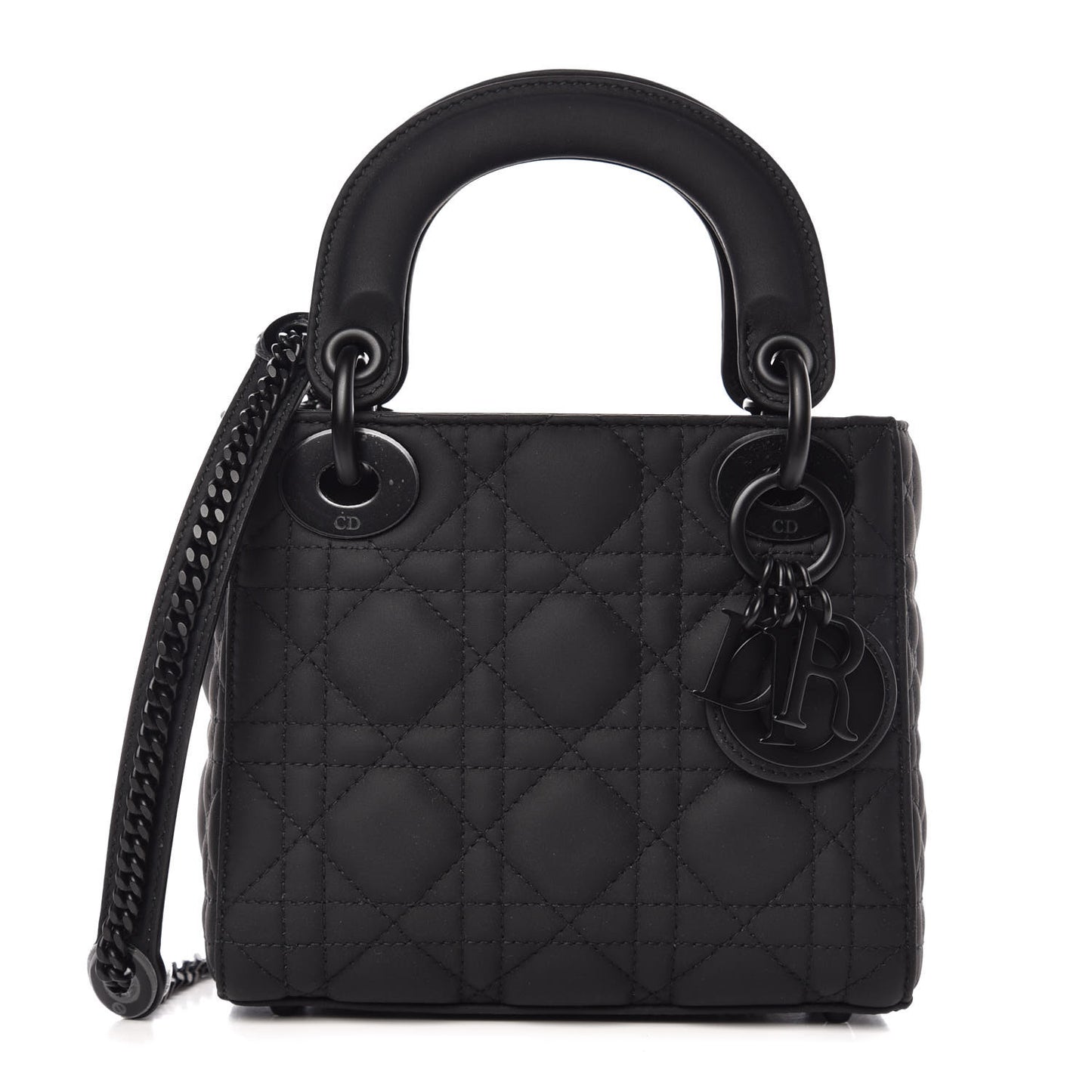 Ultra Matte Calfskin Cannage Mini Lady Dior Black