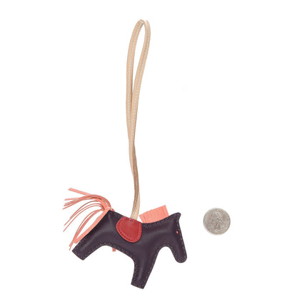 Hermes Milo Lambskin Grigri Rodeo Horse Bag Charm PM Raisin Flamingo Rouge Vif Argile 2 of 4