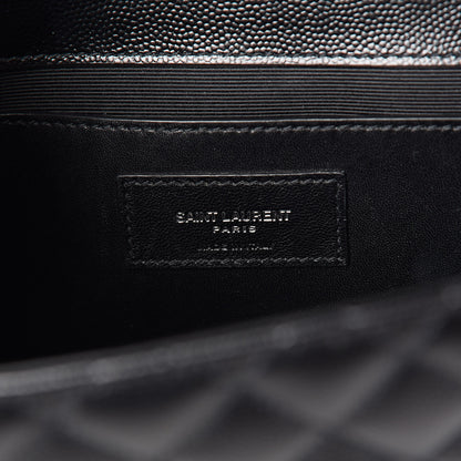 Saint Laurent Grain De Poudre Textured Mixed Matelasse Triquilt Medium Monogram Satchel Black 6 of 9