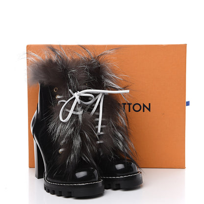 Louis Vuitton Patent Calfskin Fur Star Trail Ankle Boots 38 Black 7 of 7