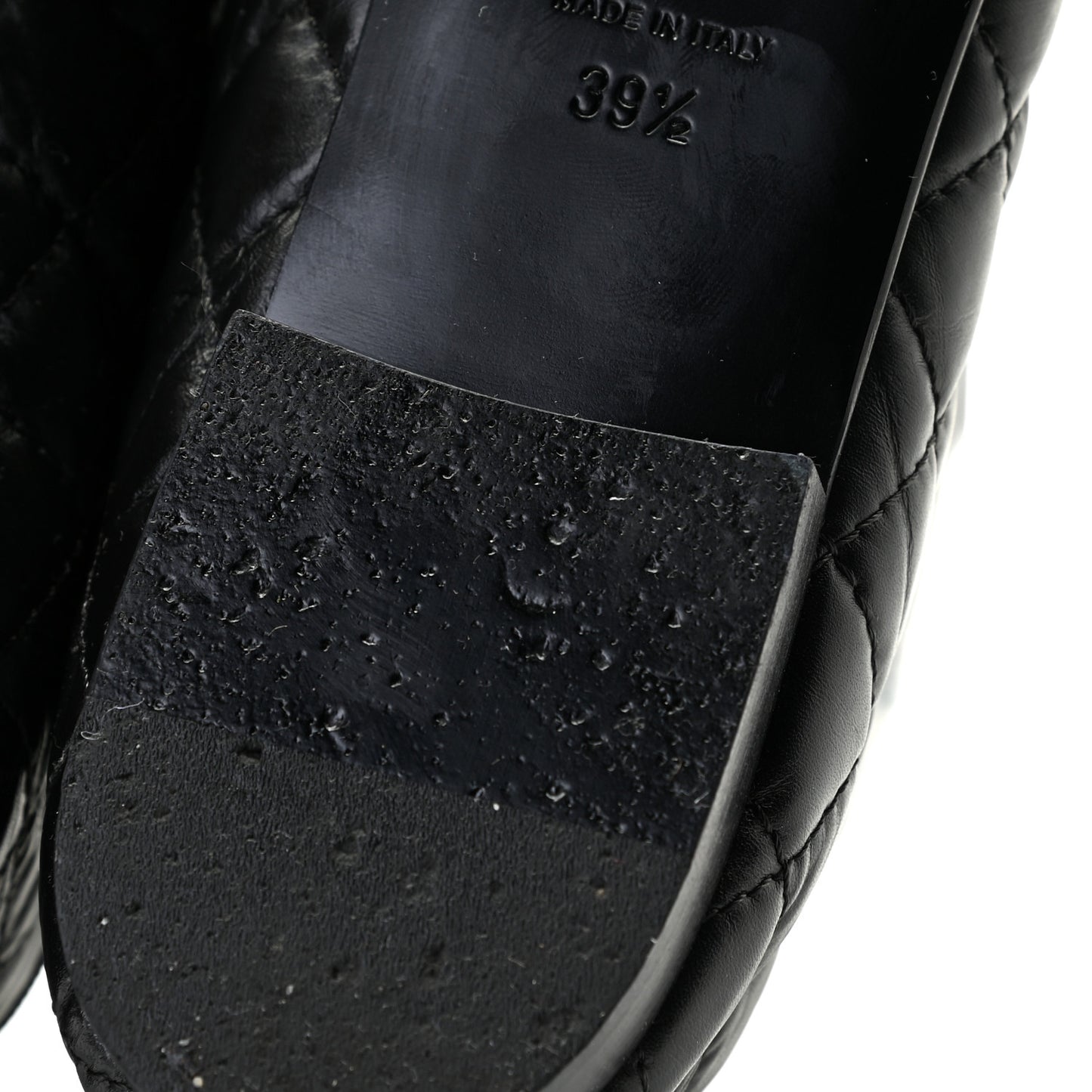 Aged Calfskin Quilted CC Cap Toe Ballerina Flats 39.5 Black