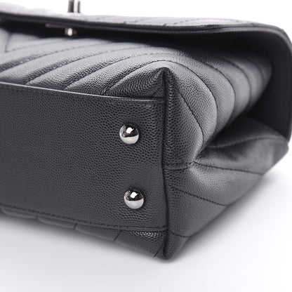 Chanel Caviar Chevron Quilted Mini Coco Handle Flap Dark Grey 9 of 10