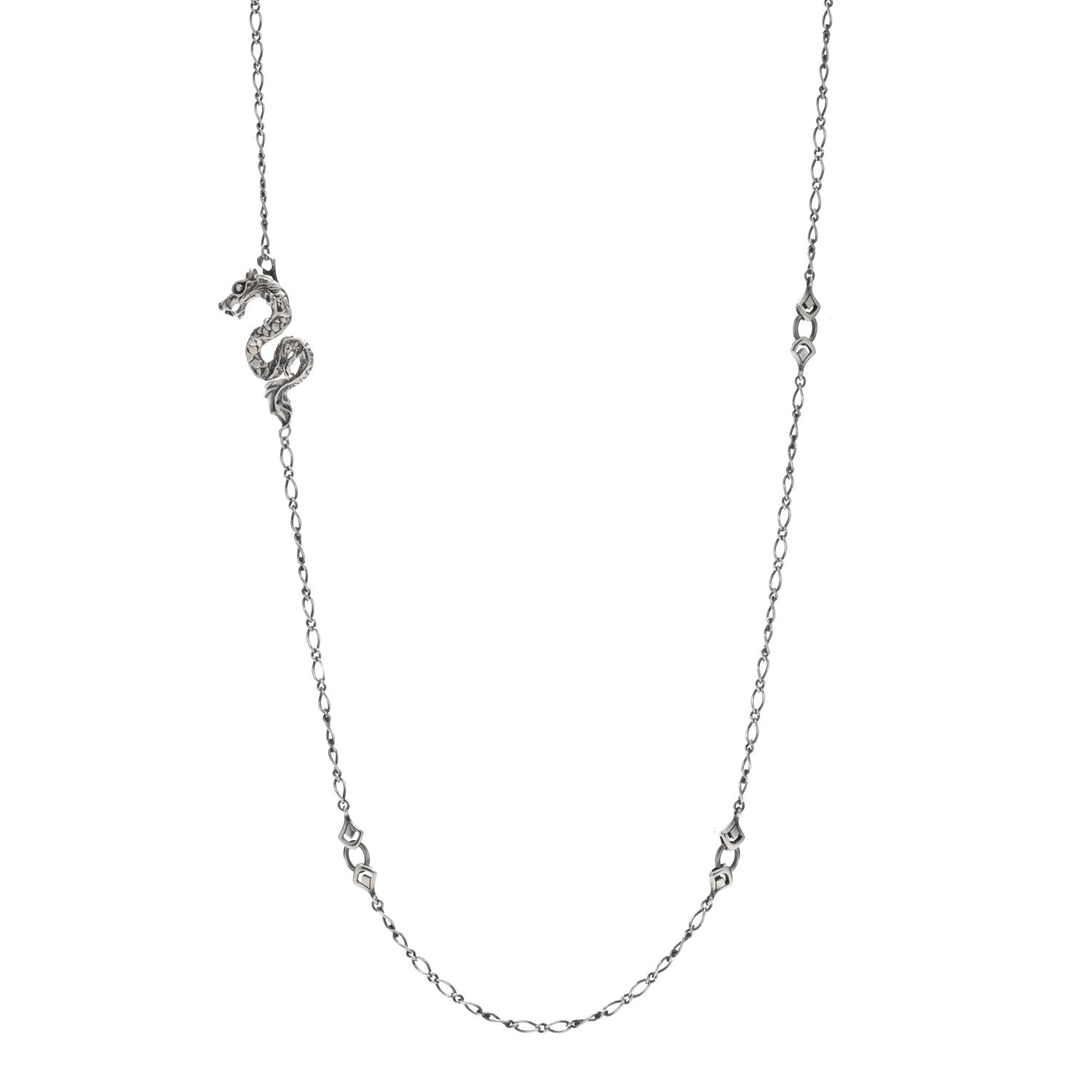 John Hardy Sterling Silver Legends Naga Dragon Station Necklace 36" 1 of 4