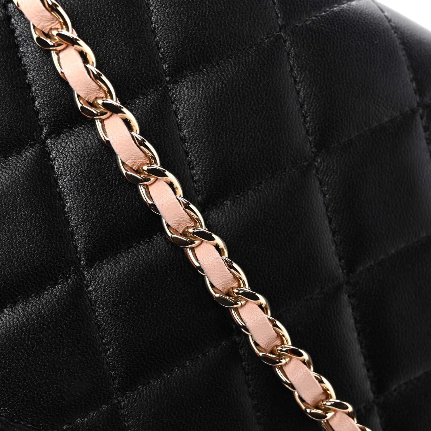 Chanel Lambskin Quilted Mini Wallet on Chain WOC Black Pink 13 of 13