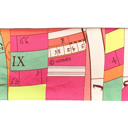 Hermes Silk Astrologie Nouvelle Twilly Rose Corail Vert Fluo 3 of 4