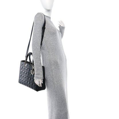 Christian Dior Lambskin Cannage Large Lady Dior Black 2 of 11