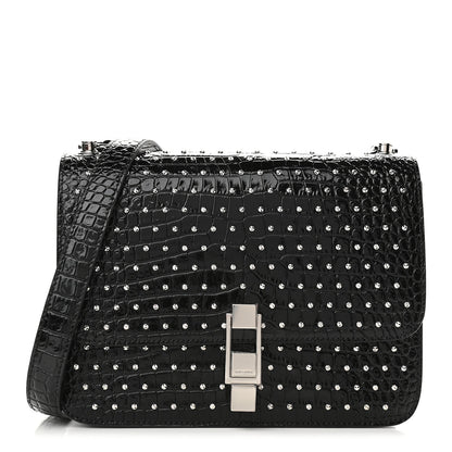 Saint Laurent Crocodile Embossed Calfskin Crystal Embellished Carre Satchel Black 1 of 16