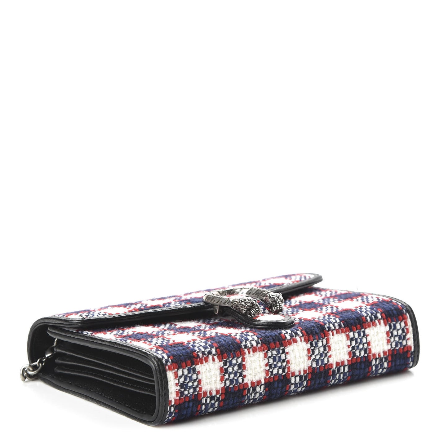 Vintage Tweed Check Mini Dionysus Chain Wallet White Hibiscus Red Marine