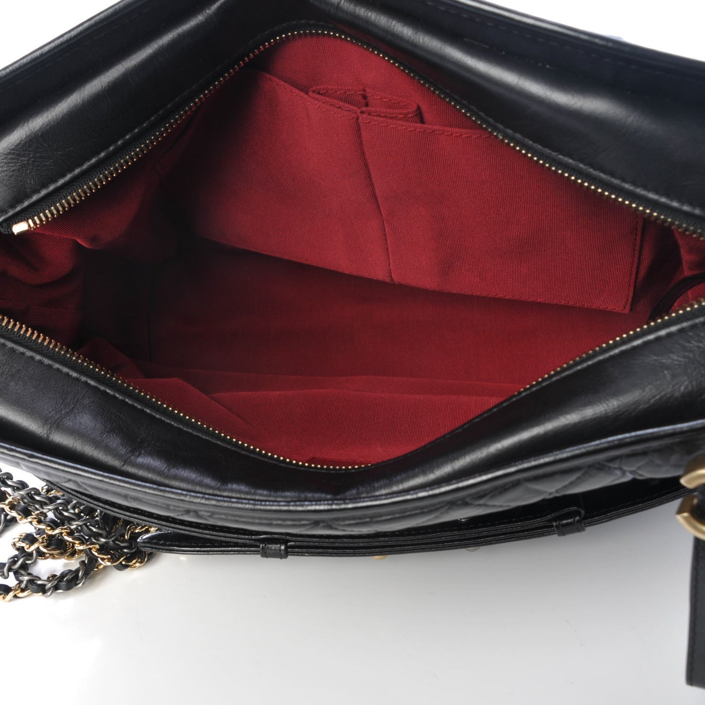Aged Calfskin Quilted Large Gabrielle Hobo Black