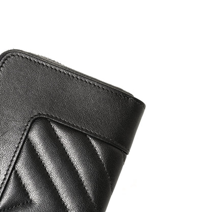 Chanel Sheepskin Chevron Quilted Mademoiselle Vintage Zip Around Wallet Grey 12 of 12