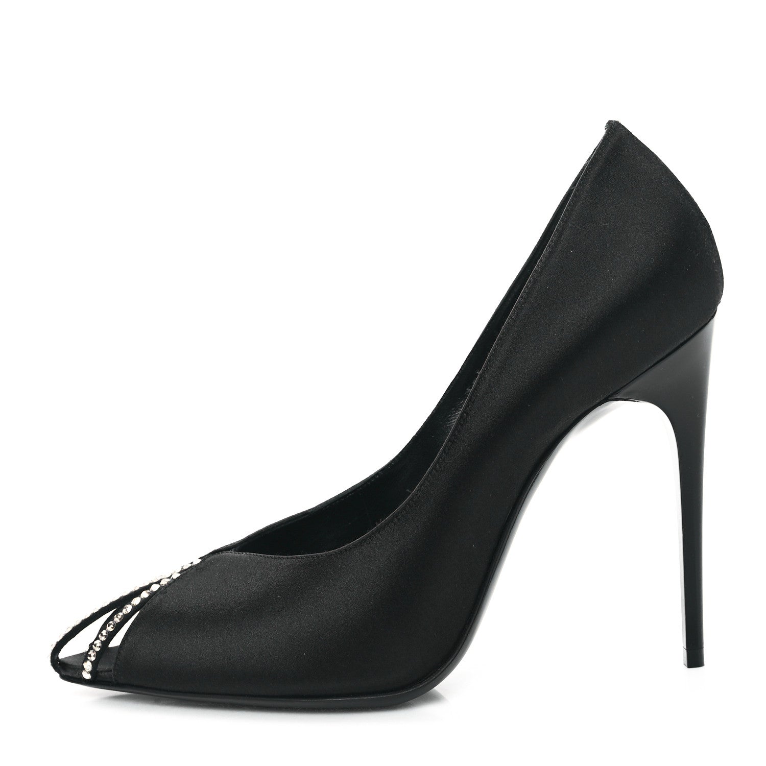 Saint Laurent Satin Crystal Martinique 110 Pump 37 Black 1 of 9