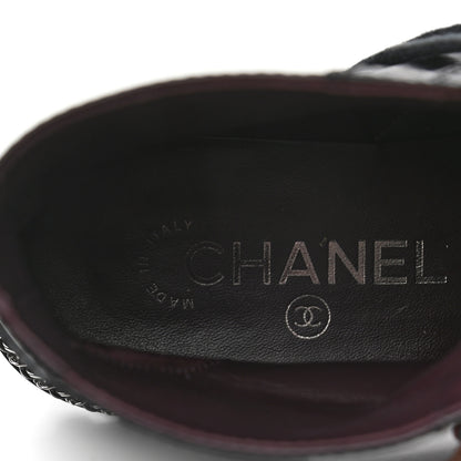 Chanel Crackled Calfskin Velvet Pearl Combat Short Boots 35.5 Black 8 of 9