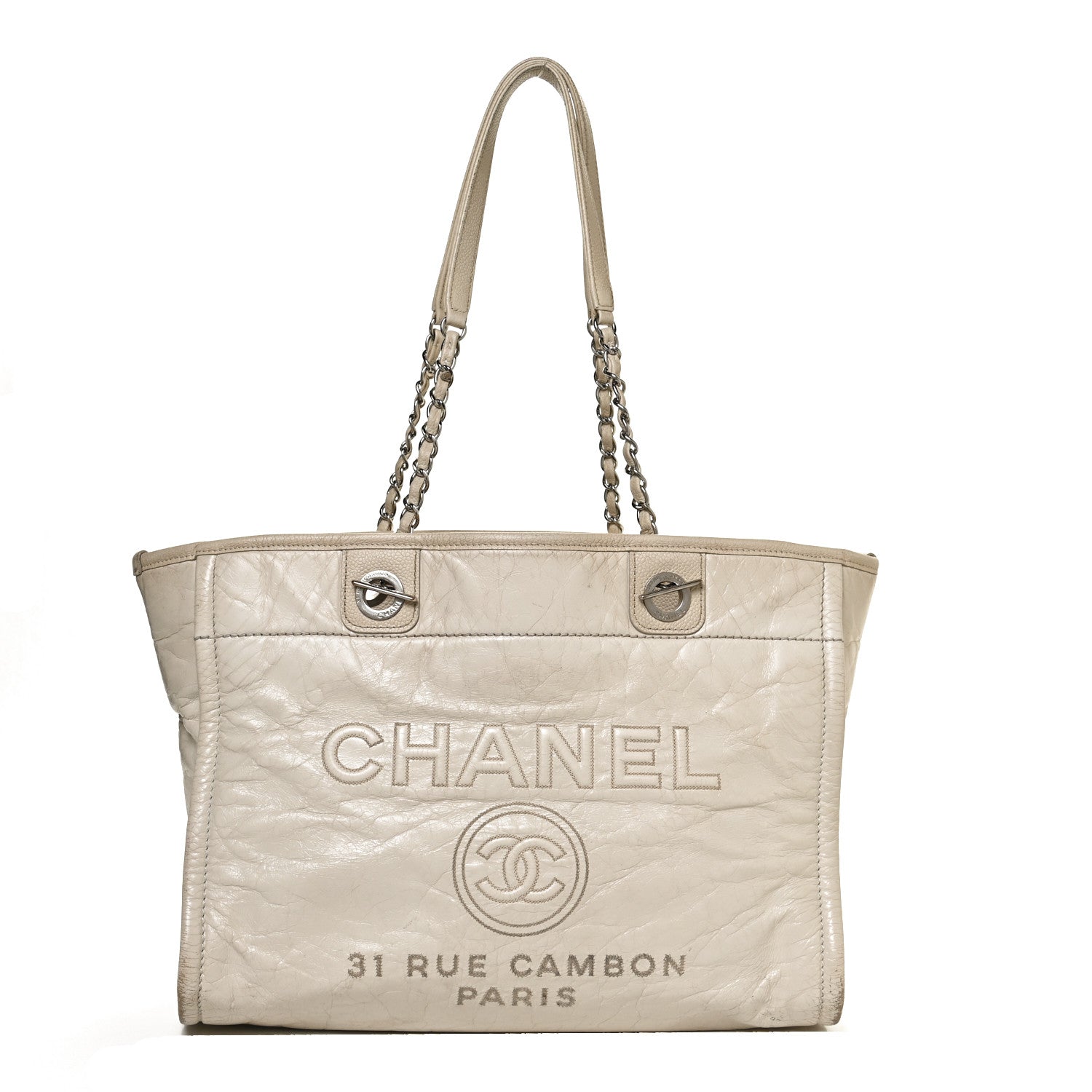 Chanel Glazed Calfskin Small Deauville Tote Ecru 1 of 10