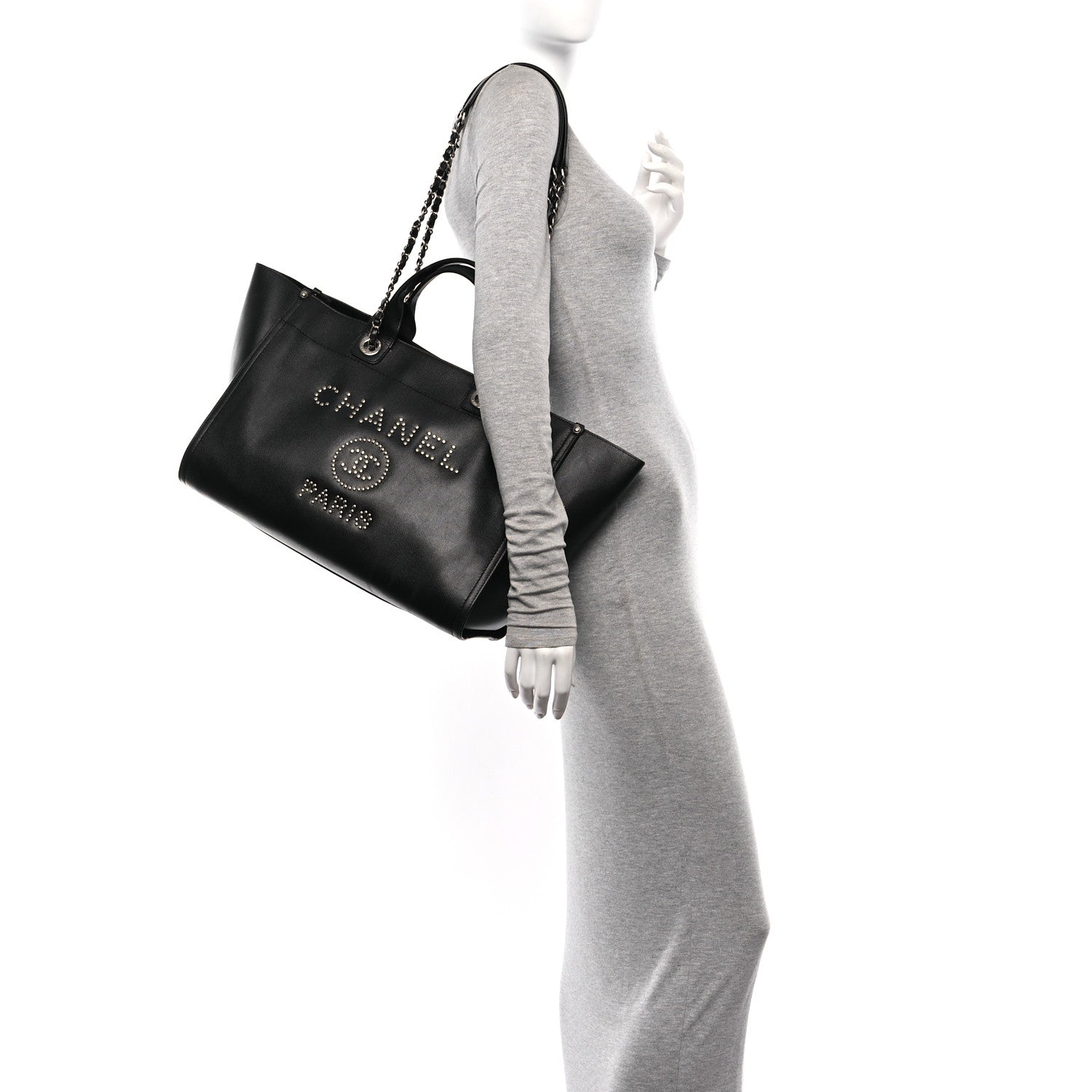 Chanel Caviar Medium Studded Deauville Tote Black 2 of 10