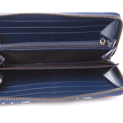 Gucci Calfskin Matelasse GucciGhost GG Marmont Zip Around Wallet Blue Agata Hibiscus Red 5 of 11
