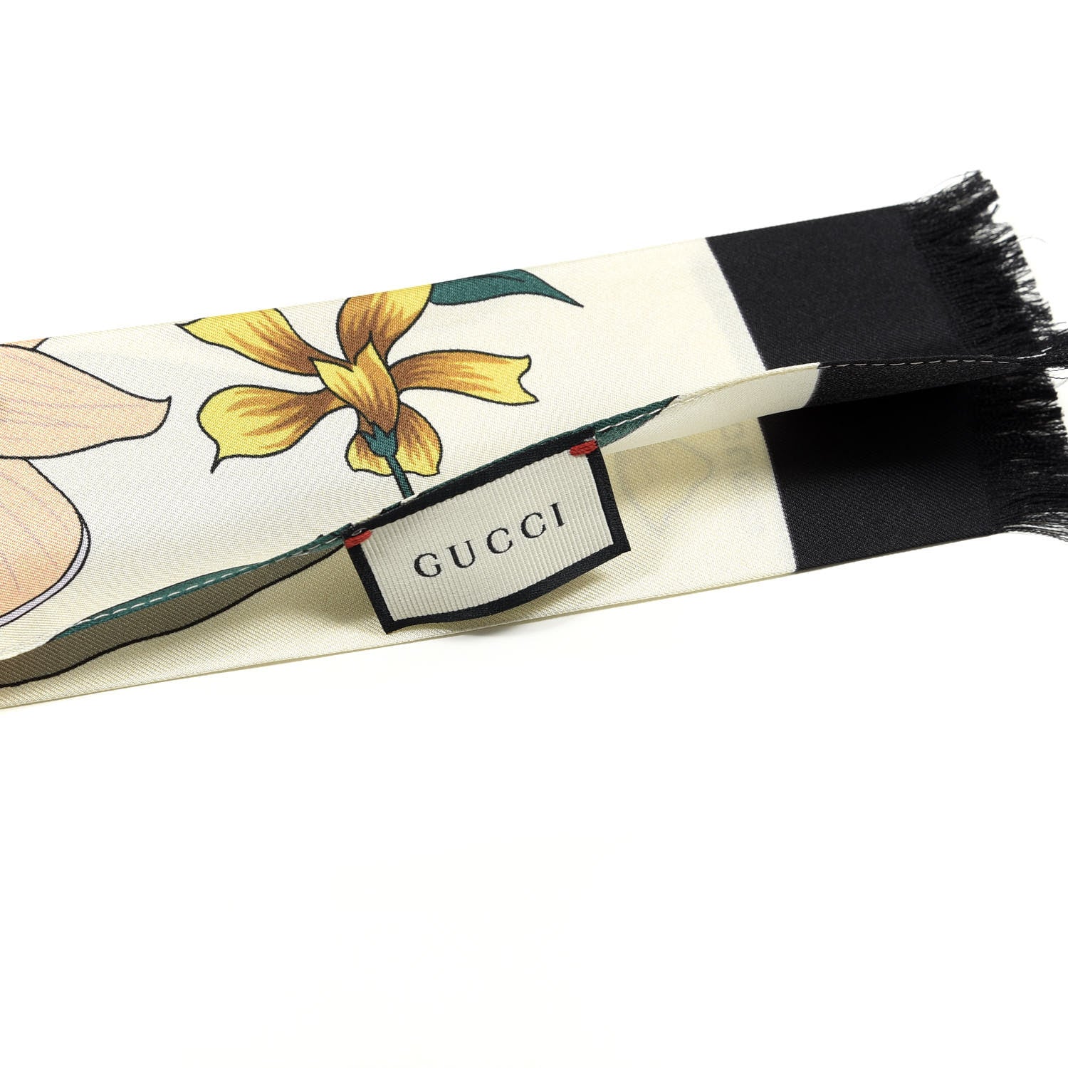 Gucci Silk Twill Flora Neck Bow White Multicolor 5 of 5