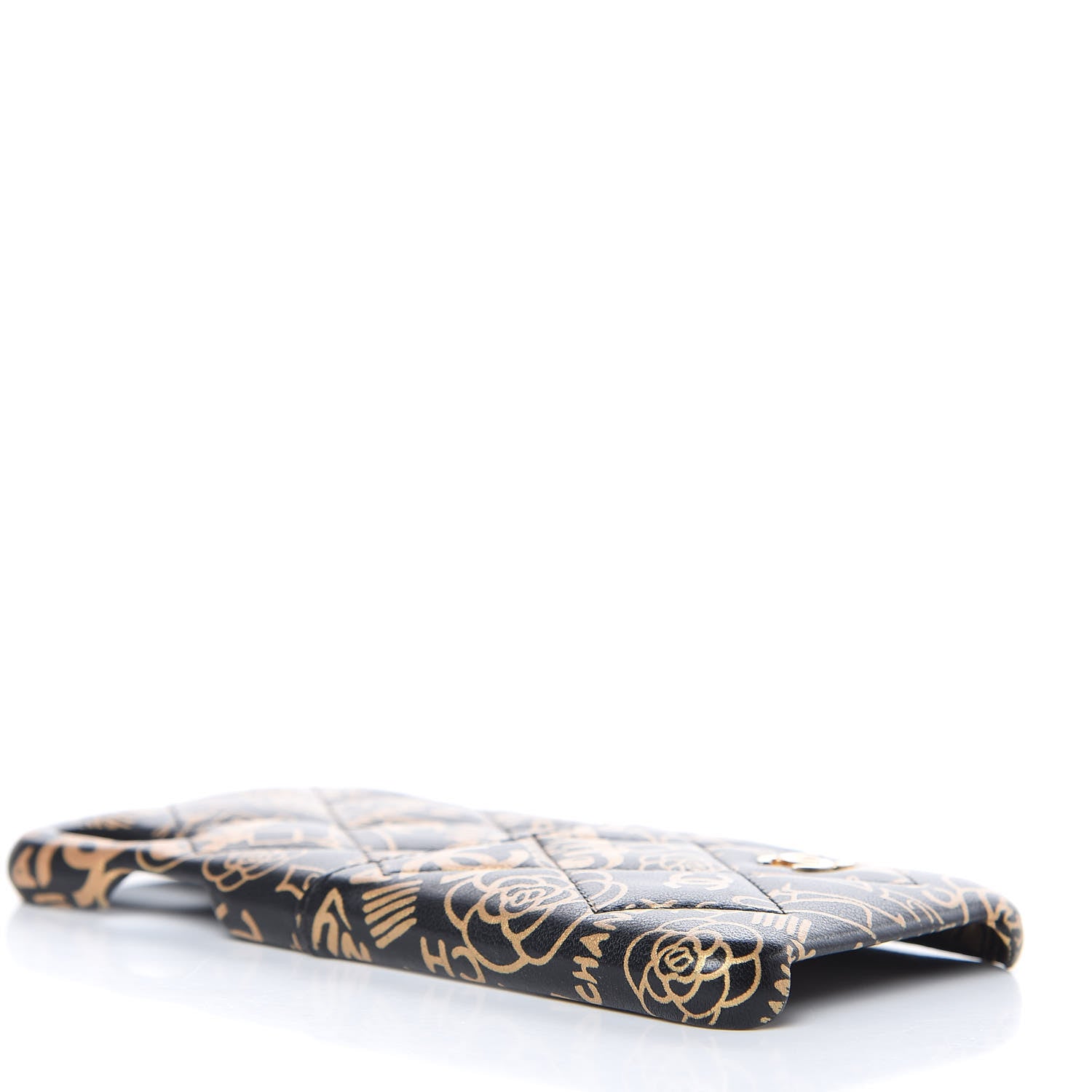 Chanel Lambskin Quilted iPhone X Max Coco Tech Egyptian Graffiti Case Black Gold 6 of 7