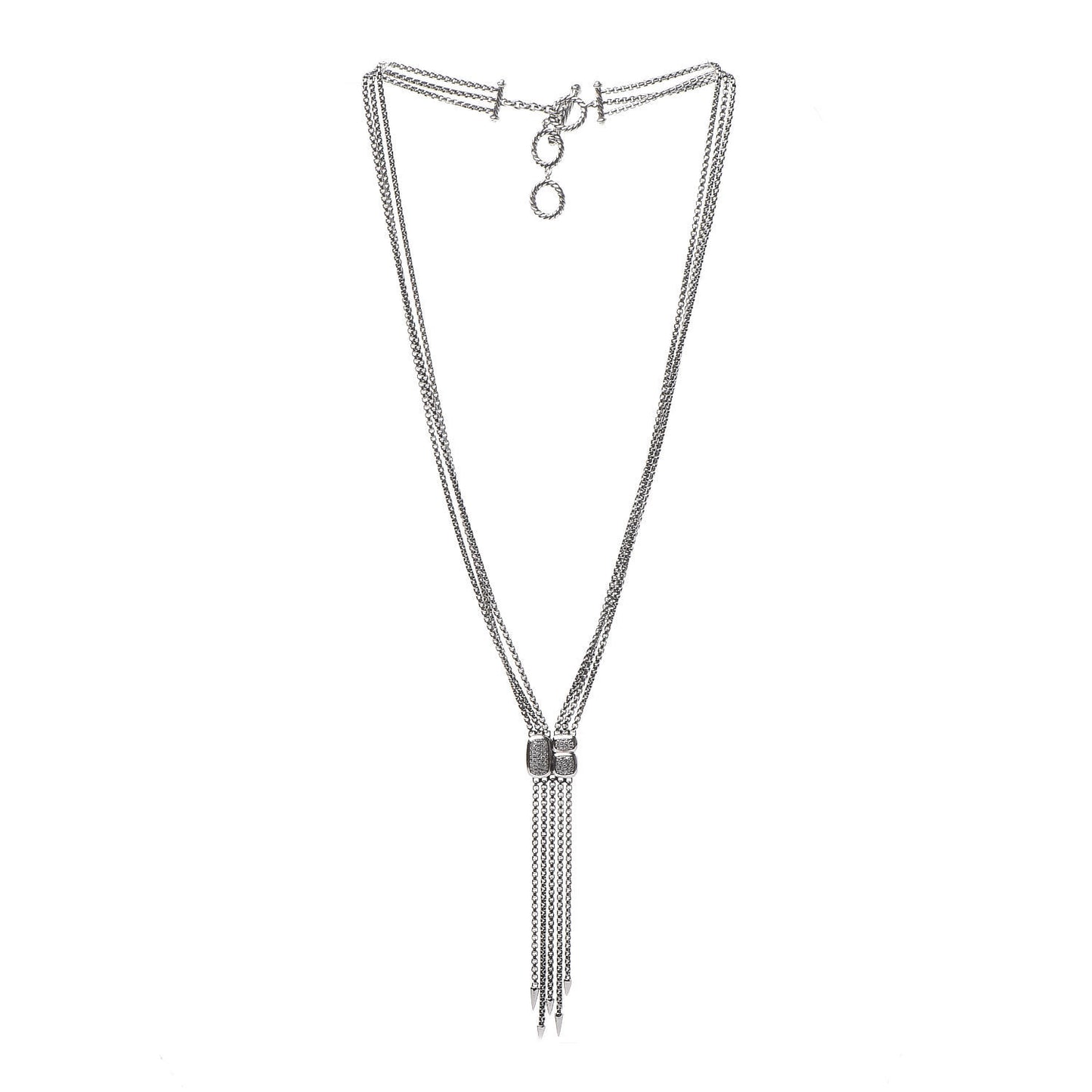 Sterling Silver Diamond Pave Confetti Drop Necklace