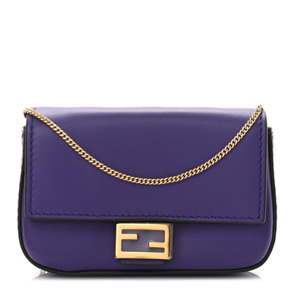 Fendi Vitello Century Opaco Nano Baguette Belt Charm Purple Rain 1 of 10