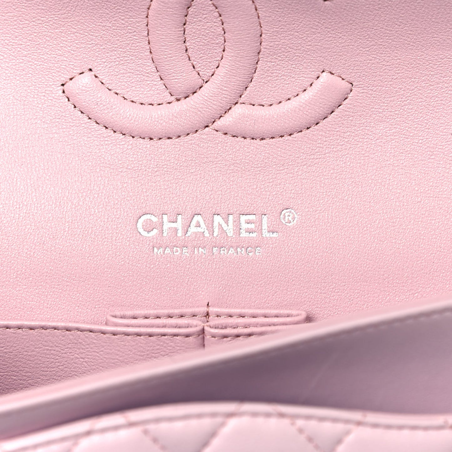 Lambskin Quilted Medium Double Flap Light Pink