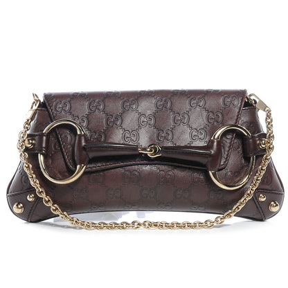 Gucci Guccissima Small Horsebit Chain Clutch Chocolate 1 of 7