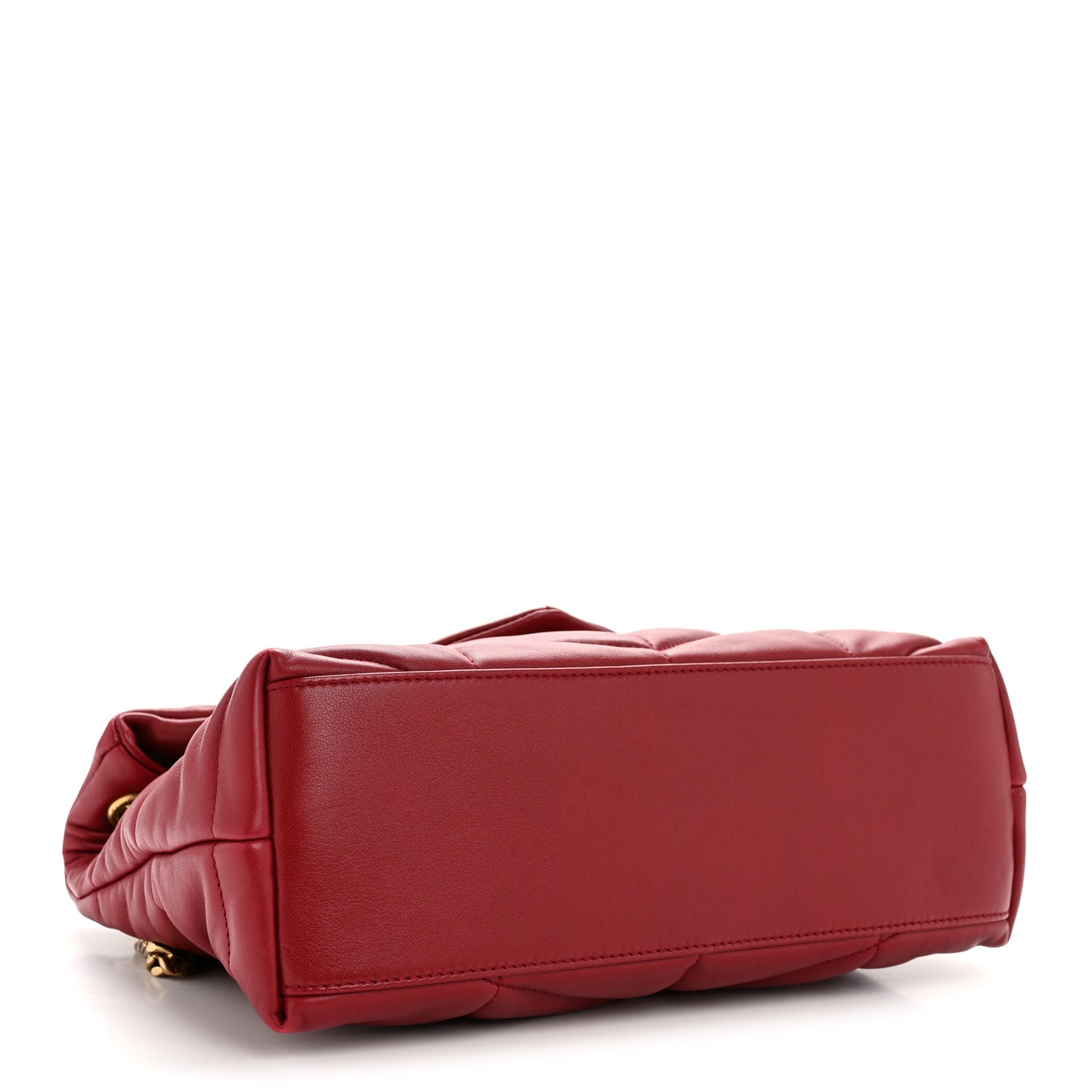 Lambskin Quilted Small Loulou Puffer Monogram Chain Satchel Opyum Red