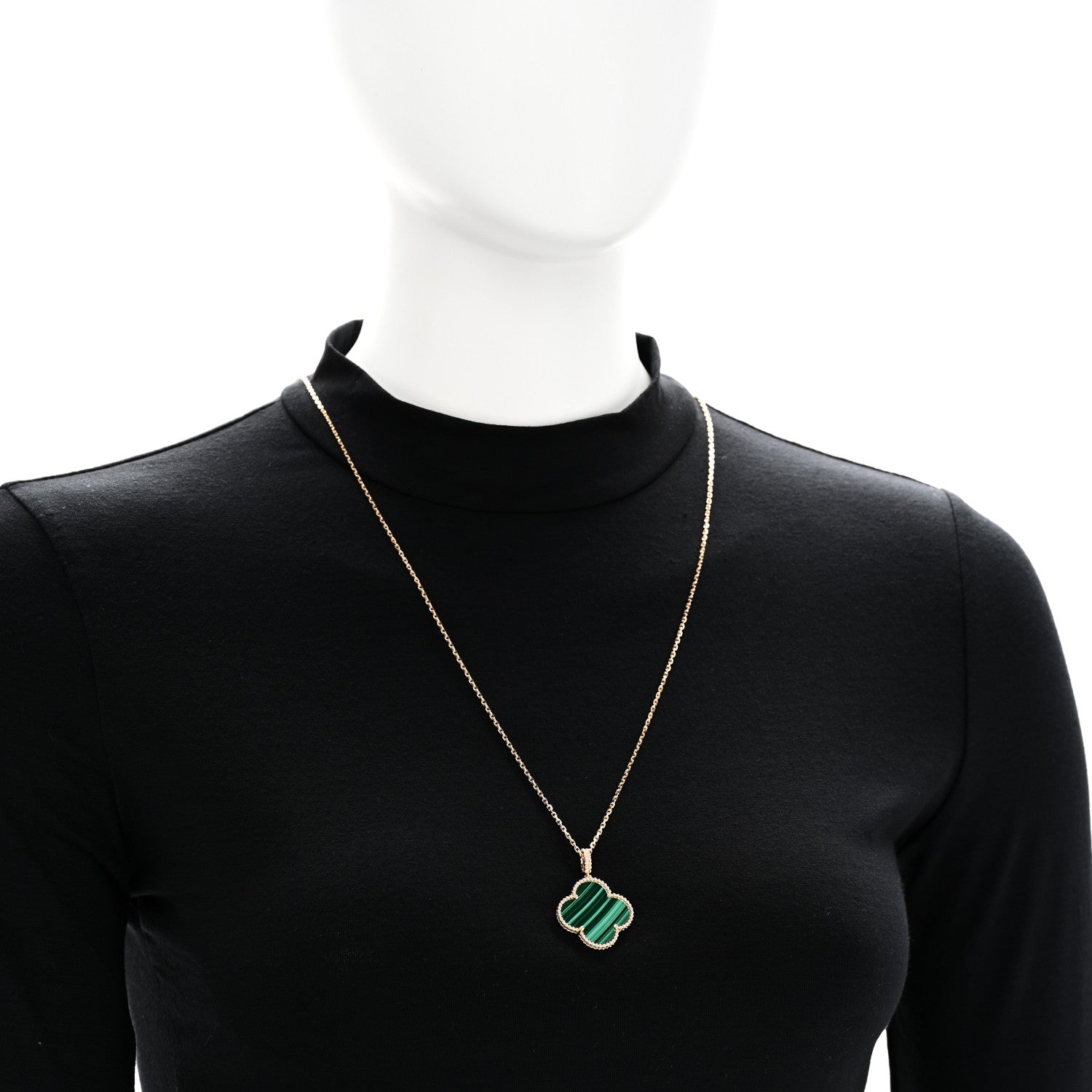 Van Cleef & Arpels 18K Yellow Gold Malachite Magic Alhambra Pendant Necklace 2 of 6