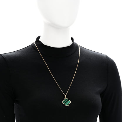 Van Cleef & Arpels 18K Yellow Gold Malachite Magic Alhambra Pendant Necklace 2 of 6