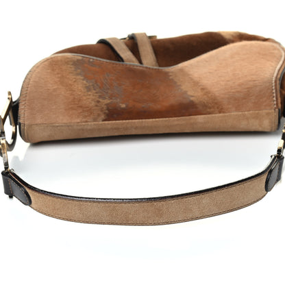 Christian Dior Pony Hair Suede Saddle Bag Brown 10 of 11