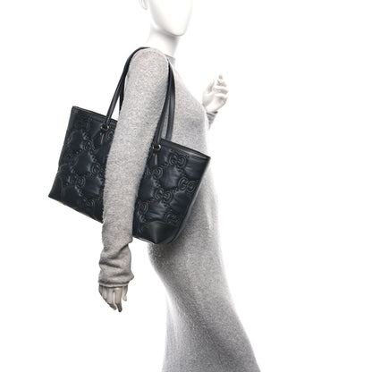 Gucci Nylon Calfskin Enamel GG Matelasse Medium Ophidia Shopping Tote Black 2 of 10